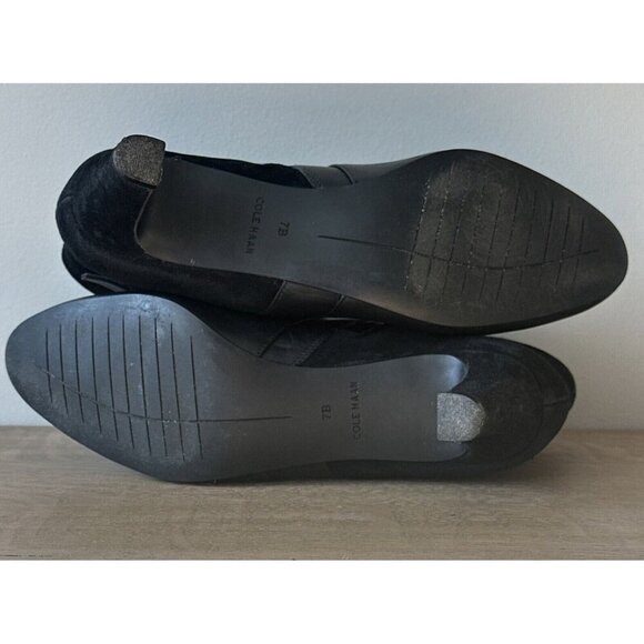 Cole Haan Womens 7 B Suede Leather Ankle Boot Black Sylvia Waterproof - Picture 8 of 15